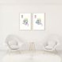 Quadro Rei e Rainha Carta Minimalista 62x43 2-43x30 Filete Marfim