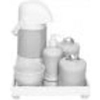 Kit Higiene Espelho Completo Porcelanas, Garrafa e Capa Nuvem Prata Quarto Bebê Unissex