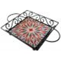 Fruteira Mesa Bandeja Ferro Azulejo Quadrada G1