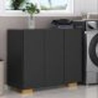 Armário Lavanderia com 3 Portas 90 cm Multimóveis MP5034 Preto/Natural