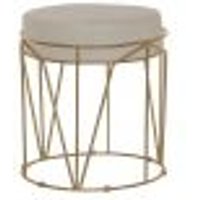 Puff Decorativo Sala de Estar Base Gold Chloe Suede Bege G41 - Gran Belo