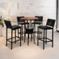 Conjunto com Mesa Bistrô Redonda e 4 Banquetas Madri Preto e Marrom