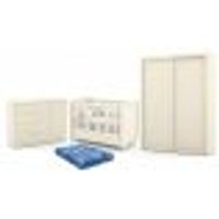Dormitório Tutto New 2 Portas, Cômoda 1 Porta, Berço Off White com Colchão - Matic Móveis