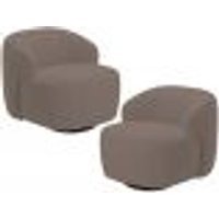 Kit 02 Poltronas Decorativa Orgânica Giratória Para Sala Living Barolo L06 Veludo Marrom - Lyam Decor
