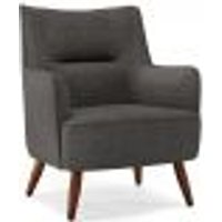 Poltrona Decorativa Fixa Pés de Madeira Isabella D02 Linho Cinza Escuro C-416 - Lyam Decor