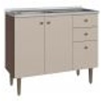 Balcão Gabinete com Pia 3 Portas e 2 Gavetas 105cm Rustic/Crema Gourmet Madesa