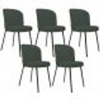 Kit 5 Cadeiras Sala de Jantar Estofada Gavi L02 Linho Verde Musgo - Lyam Decor