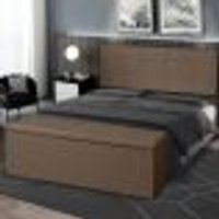 Kit Painel e Calçadeira Baú Roma Casal Queen 160cm Suede Marrom - Montanaris Decor