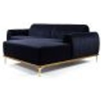 Sofá 245cm 4 Lugares com Chaise Direito Pés Gold Molino B-287 Veludo Marinho - Domi