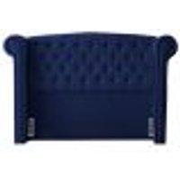 Cabeceira Cama Box Casal Queen Size Adelle 160cm Com Frame Veludo Azul Escuro - Desk Design