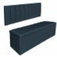 Kit Cabeceira Painel e Calçadeira Baú Casal King 1,95m Londres Suede Azul Marinho Dal Poz Estofados