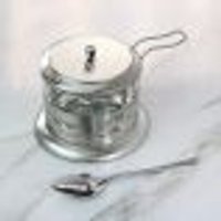 Açucareiro de vidro inox tampa colher cozinha gourmet café chá com tampa e colher