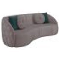 Sofá Decorativo 288cm com Almofadas Redondas Clarke Veludo Rosê G45 - Gran Belo