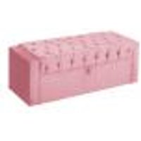 Calçadeira Baú Para Cama Box Casal Emma Suede Rosa - DS Estofados