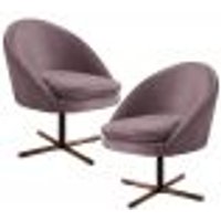 Kit 2 Poltronas Decorativas Giratórias Base Xis Madeira Rafa B-305 Veludo Rosê - Domi