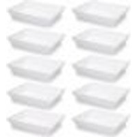 Kit 10 Travessa Retangular 2,2l Branco Servir a Mesa Salada Sobremesa Risoto Petisco Coza