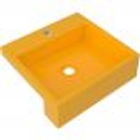 Cuba de Semi Encaixe Quadrada C01 Para Banheiro XQ395 Amarelo - Lyam Decor