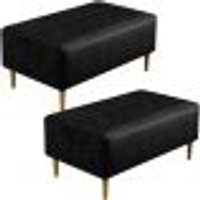 Kit 02 Puffs Decorativo Sala de Estar Cléo W01 Pés Palito 90 cm CourÃssimo Preto - Lyam Decor
