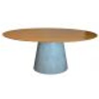 Mesa De Jantar Cone Oval 120x80 Cm Base Cimento Queimado Tampo Freijó