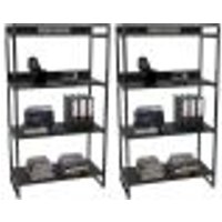 Kit 2 Estantes Livreiro Multiuso Prisma Estilo Industrial 80cm 4 Prateleiras C08 Preto Onix - Mpozenato