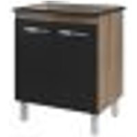 Balcão Armário de Cozinha Para Fogão Cooktop 5 Bocas Fran Mobília Decor Savana Preto