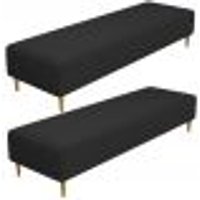 Kit 02 Puffs Decorativo Sala de Estar Bali W01 Pés Palito 190x60cm Bouclê Preto - Lyam Decor