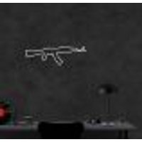 Quadro Escultura Arma AK47 100x30 Branco