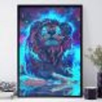 Quadro Decorativo Abstrato Leão Galaxia-24x34Cm