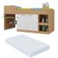 Cama Solteiro Multifuncional com Colchão Incluso 2 Portas e Escrivaninha Multimóveis MP4233 Rustic/Branco