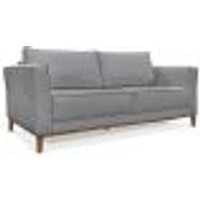 Sofá Living 2 Lugares 1,90m Vega Linho Grafite Pés Castanho - Pallazio