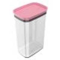 Pote Hermético Grande Retangular com Tampa 2,3 Litros Porta Mantimentos Cozinha Rosa Quartzo
