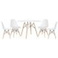 Mesa redonda Eames 120 cm + 4 cadeiras Eiffel DSW Mesa branco com cadeiras branco