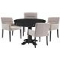 Mesa de Jogos Carteado Redonda Victoria Tampo ReversÃvel Preto com Kit 4 Cadeiras Vicenza Suede Nude G36 G15 - Gran Belo