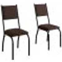 Conjunto com 2 Cadeiras Hungria Revestimento Sintético Cacau e Preto