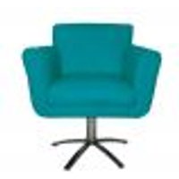 Poltrona Decorativa Isabela em Tressê Pés Metal Giratório Suede Azul Turquesa - DS Estofados