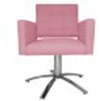 Poltrona Decorativa Camila Pés Metal Giratório Suede Rosa - DS Estofados