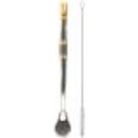 Bomba Para Mate Chimarrão ou Terere 24cm Inox Ouro 18k Pera Brasão