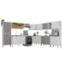 Armário de Cozinha Completa Modulada 11 Pçs Siena Multimóveis MP2241 Branco/Lacca Fumê