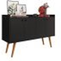 Aparador Buffet Dallas Pés Palito Retrô 4 Portas Decoração Sala Jantar Cantinho Café - Preto - RPM Móveis