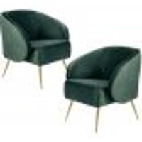 Kit 02 Poltronas Decorativas Fixa Pés Palito New Bronze Agnes D02 Veludo Verde C-303 - Lyam Decor
