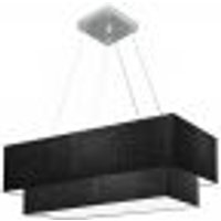 Pendente Duplo Retangular Vivare Md-4322 Cúpula em Tecido 99x40cm x 80x30cm Preto - Bivolt