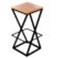 Banqueta Alta Industrial Cozinha Bar Balcão Bistro Zenite sem Encosto Madeira Metalon Preto. 72cm