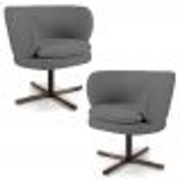 Kit 02 Poltronas Decorativas Melissa Base Xis Giratória C-416 Linho Cinza Escuro - Domi