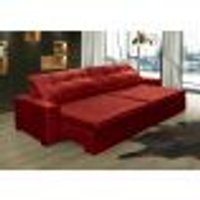 Sofá Retrátil e Reclinavel Oklahoma 2,72 Mts Com Molas e Pillow no Assento Tecido Suede Vermelho - Cama InBox