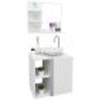 Conjunto Gabinete para banheiro Branco e Cuba com Espelheira Harpia