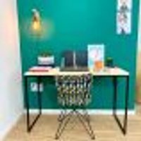Mesa para Escritório de Ferro e Madeira 120cm Style Industrial Natural e Preto