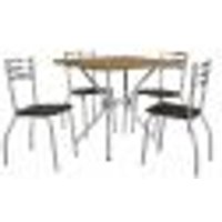 Conjunto de Mesa de Cozinha Quadrada com Tampo MDP e 4 Cadeiras Monique Corino Marrom Escuro e Cromado