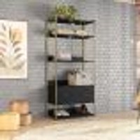 Guarda-Roupa Closet Industrial Mital 2 Gavetas Preto e Dourado 89 cm