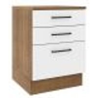 Balcão Armário de Cozinha 60 cm 3 Gavetas Rustic/Branco Agata Madesa