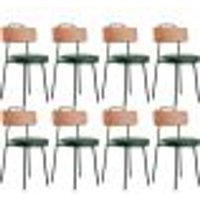 Kit 08 Cadeiras Decorativas Estofada Sala Jantar Barcelona L02 CourÃssimo Camel Facto Verde - Lyam